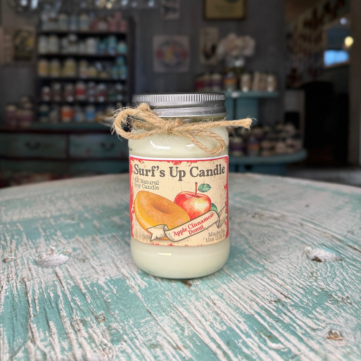 Apple Cinnamon Donut Mason Jar Candle - Vintage Collection