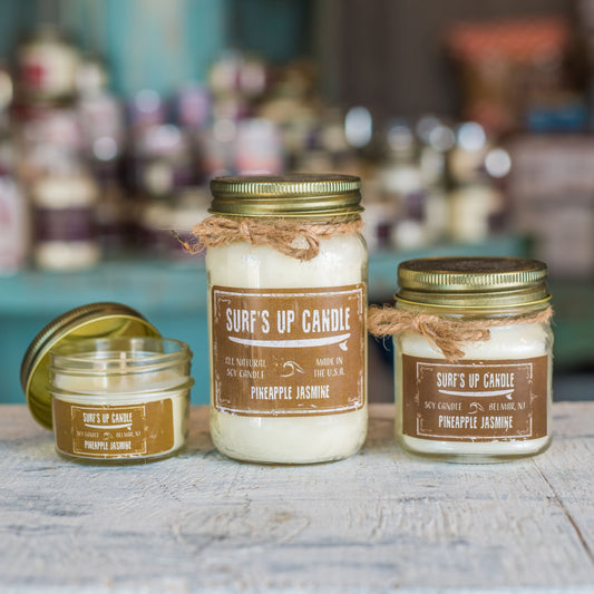 surfs up candle pineapple jasmine soy candle